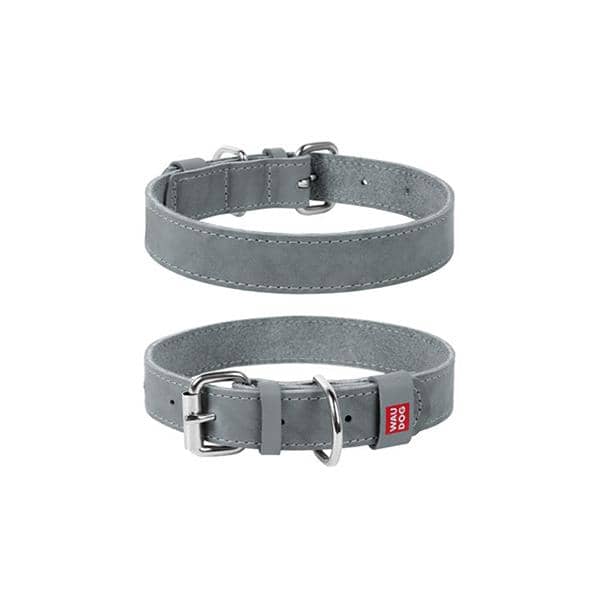 COLLIER CUIR B-METAL 12mm 19-25 Cm GRIS