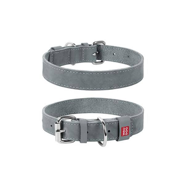 COLLIER CUIR B-METAL 15mm 27-36 Cm GRIS